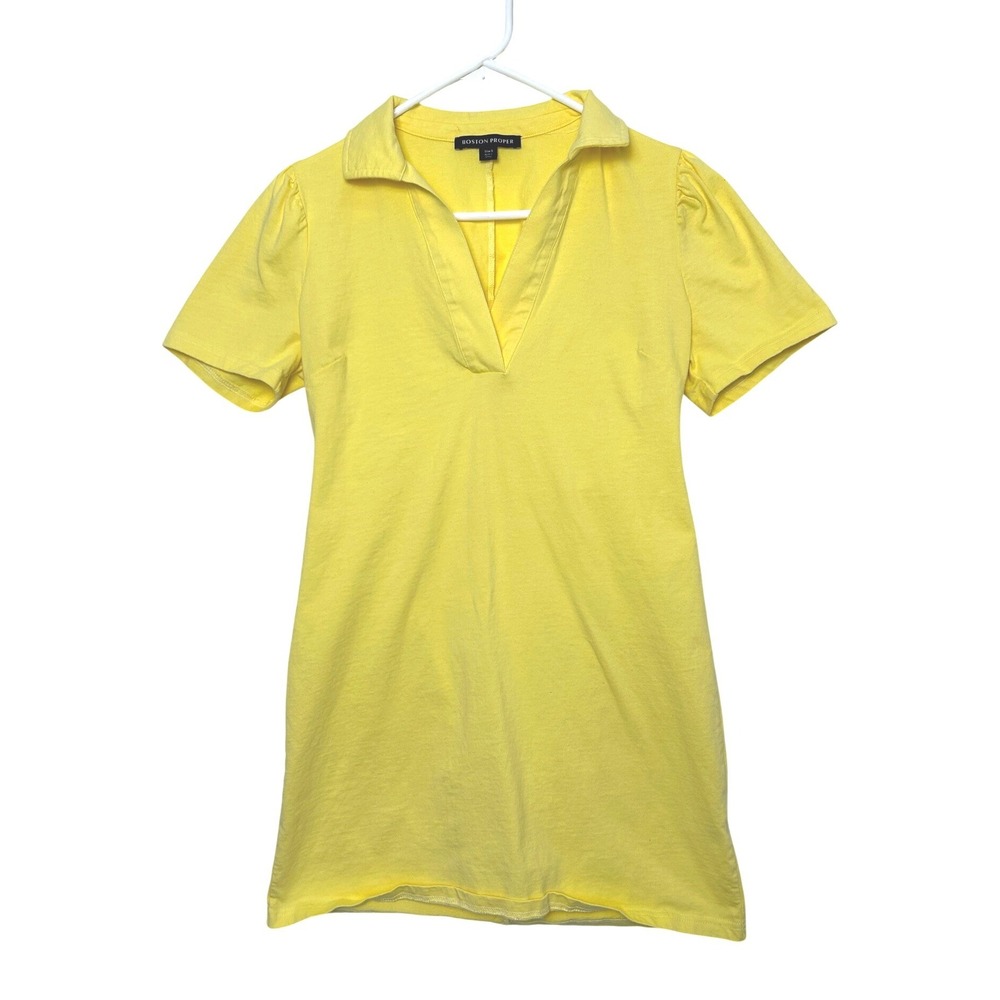 Boston Proper Casual Polo Dress Size S Yellow Cotton golf preppy Summer vacation